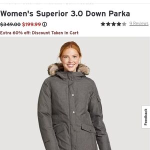 XS Eddie Bauer Women's Gray Hooded Parka- Like New